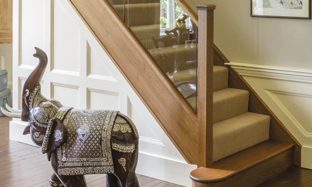 Dark Oak In Line Glass Staircase Neville Johnson